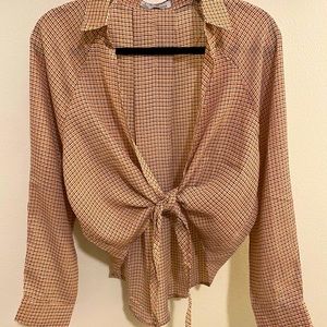 Yours Truly front tie collared long sleeve